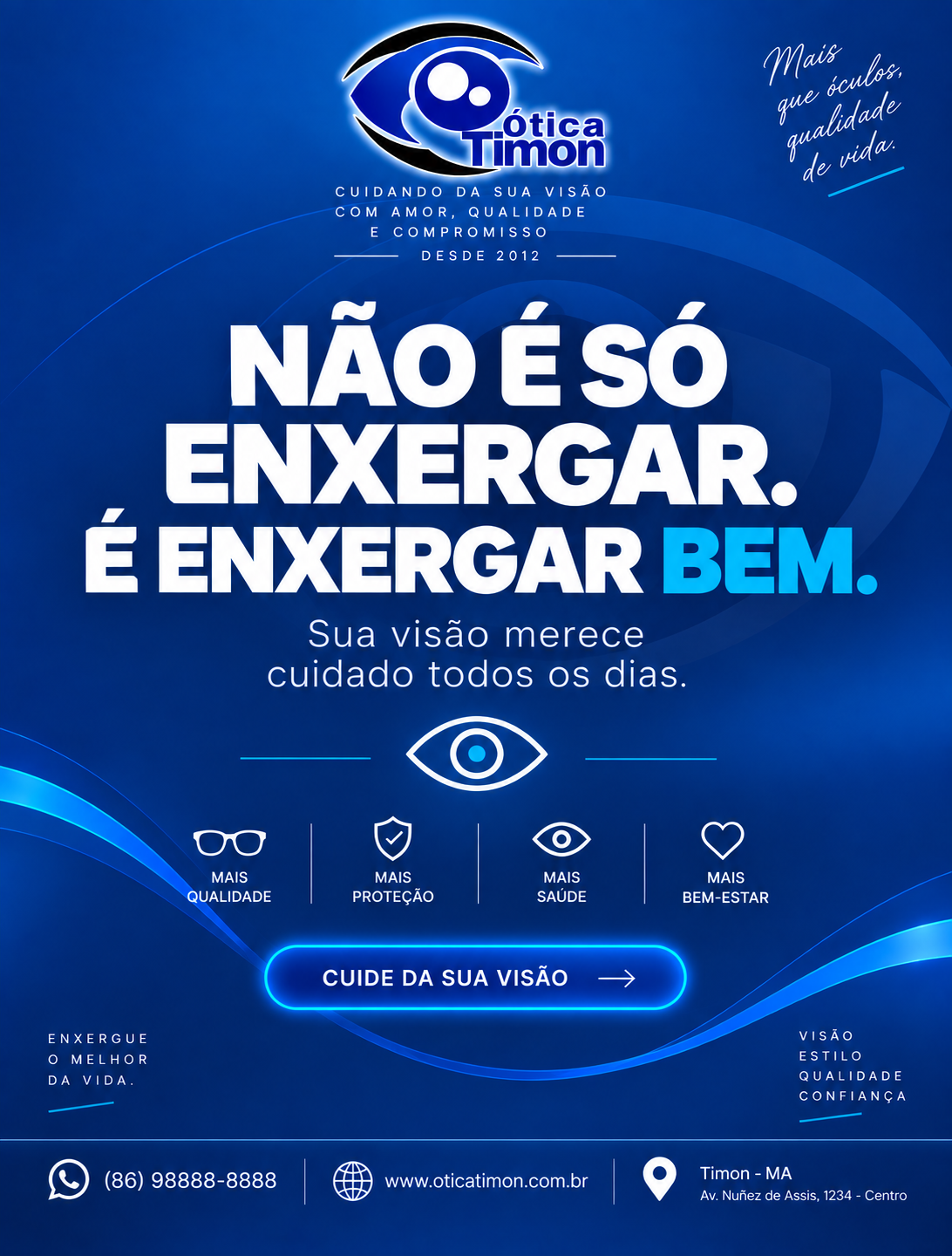 Ótica, Óculos de Grau, Armações e Lentes com foco em sustentabilidade em São Benedito - Timon - MA